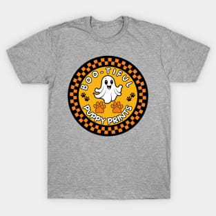 Cute Halloween ghost and Puppy Prints Boo-tiful T-Shirt